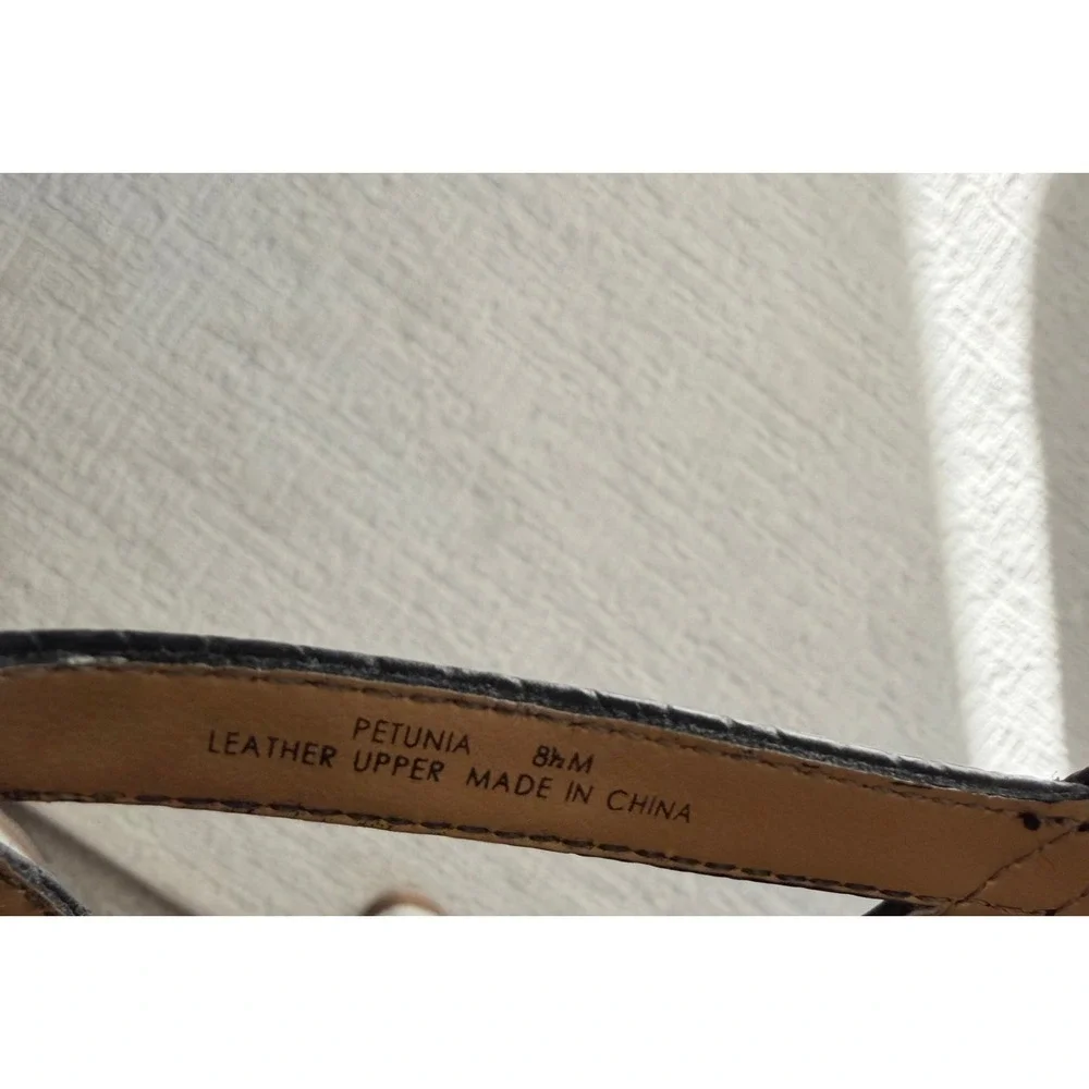 Tahari Petunia Black Snake Embossed Leather Cork Wedge Sandals Women 8.5 Strappy